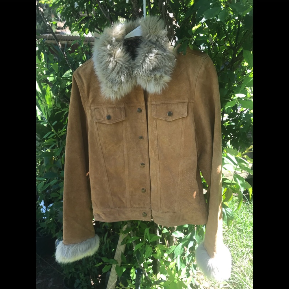 B lucid suede leather coat